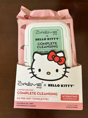 The Crème Shop x Hello Kitty 3‑in‑1 Cleansing Towelettes Pink 60 Ct NWT